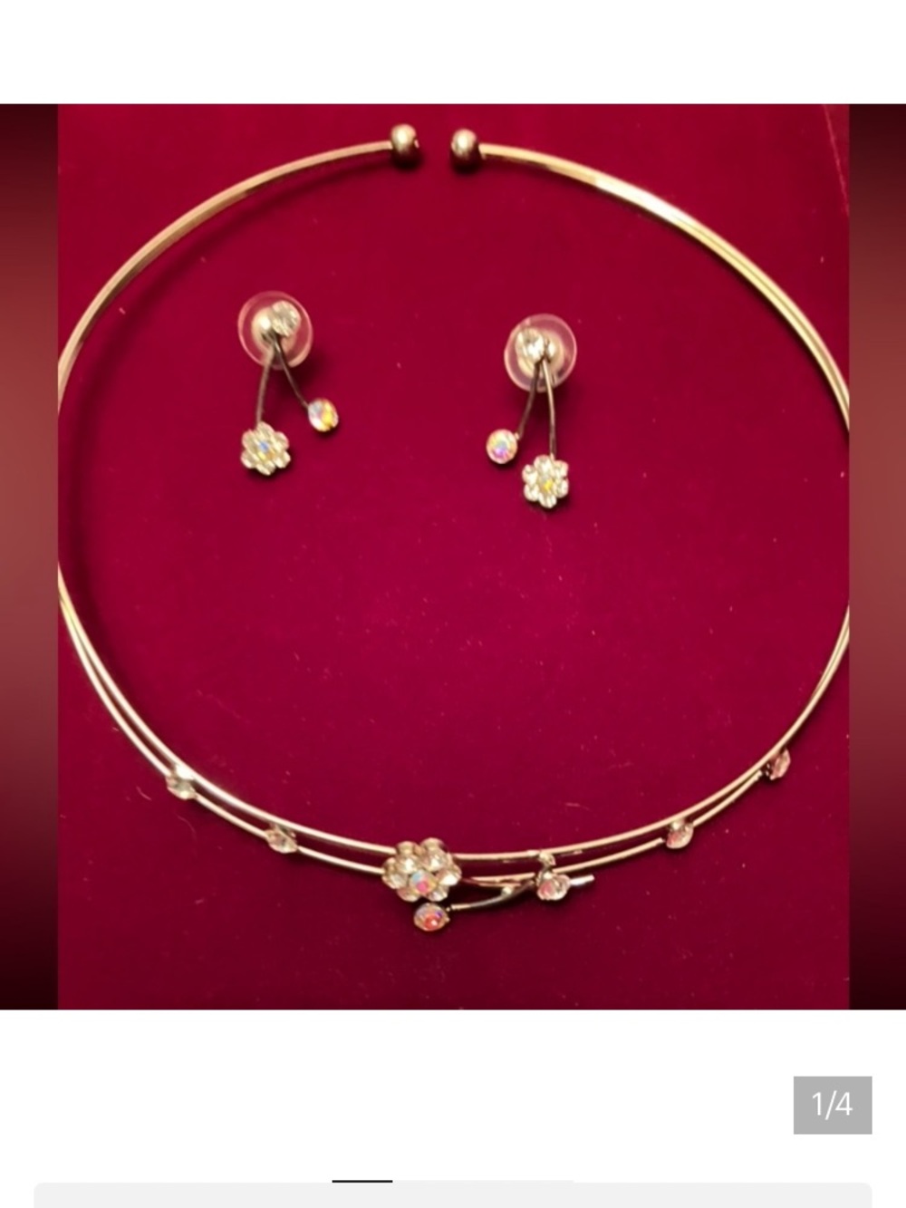 New Swarovski Silver Choker Flower Necklace and Earrings Set.  Gorgeous.